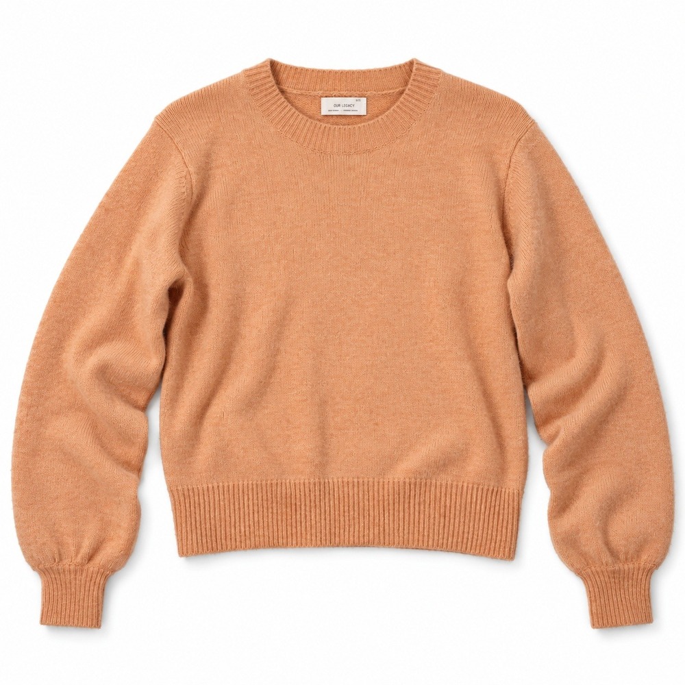 Oak + Fort Sweater Women XS Peach Angora Blend Knit Balloon Sleeve Crewneck
